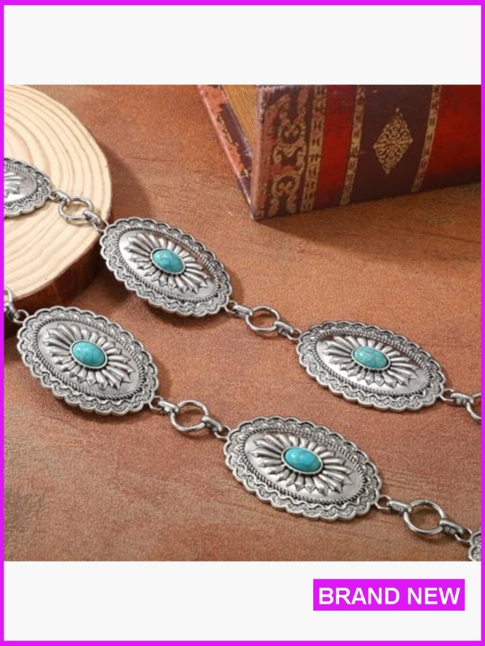 Boho Western Metal Chain Belt Adjustable Concho Waist Link For Dresses Jeans - Picture 3 of 7